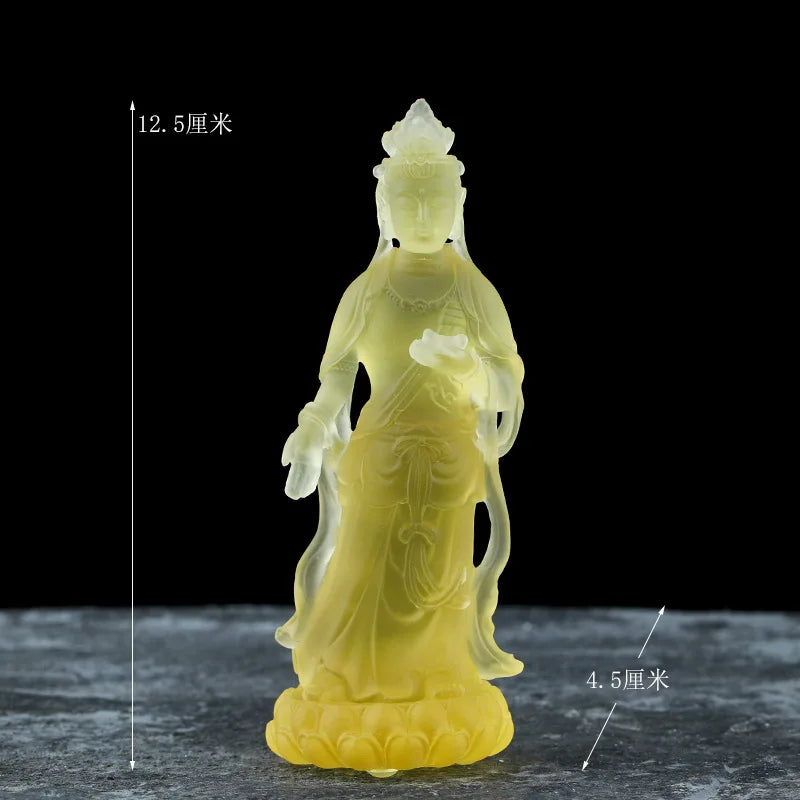 A Pair Coloured glaze Sunlight and Moonlight Bodhisattva Art Ornament Crafts