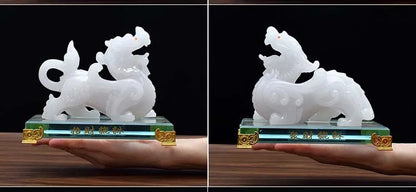 A Pair # HOME Company SHOP Efficacious thriving business good luck Money Drawing Resin white jade Dragon PI XIU FENG SHUI statue