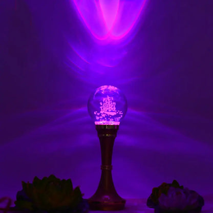 A Pair Wholesale Buddhism supply HOME SHOP temple altar worship God of wealth bring money GOOD LUCK colour crystal buddha Light
