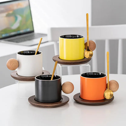 A Pair of Tea with A Spoon Oolong Cup 280 Ml Saucer for Home Kitchen Set Teapot Ceremony Supplies Teaware Sets Dining Bar Garden