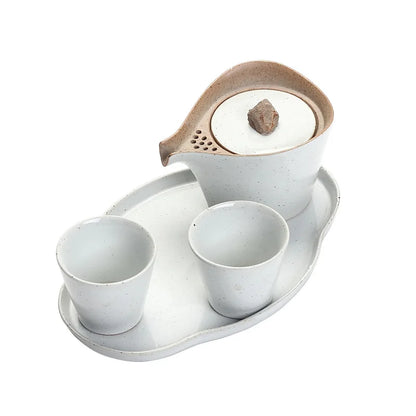 A Pot of Two Cups Set Tea Portable Travel  Ceramic Cup Dry-Bulb Disk  Kung Fu Tea Set  Ceramic Tea Set  Travel Tea Set Gaiwan