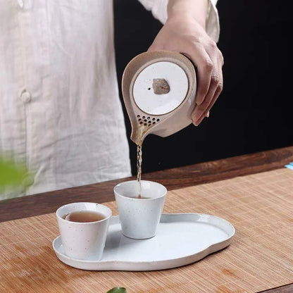 A Pot of Two Cups Set Tea Portable Travel  Ceramic Cup Dry-Bulb Disk  Kung Fu Tea Set  Ceramic Tea Set  Travel Tea Set Gaiwan