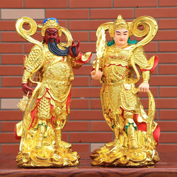 A SET 2PCS Asia Taoism Buddhism GUAN GONG WEITUO God BUDDHA figure HOME SHOP Patron saint Exorcism safety Bring Money good luck