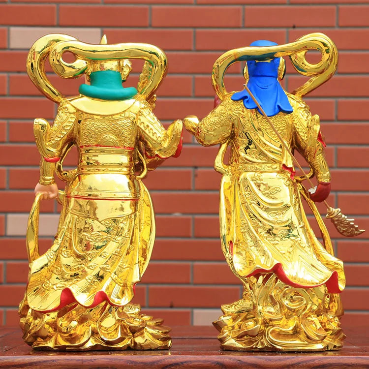 A SET 2PCS Asia Taoism Buddhism GUAN GONG WEITUO God BUDDHA figure HOME SHOP Patron saint Exorcism safety Bring Money good luck