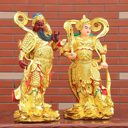 A SET 2PCS Asia Taoism Buddhism GUAN GONG WEITUO God BUDDHA figure HOME SHOP Patron saint Exorcism safety Bring Money good luck