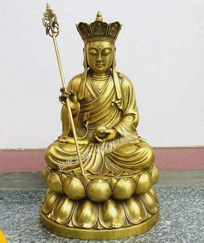 A SET 3p-large HOME SHOP Temple Lobby  efficacious Protection GOOD luck Lotus Guanyin ksitigarbha Sakyamuni Buddha brass statue