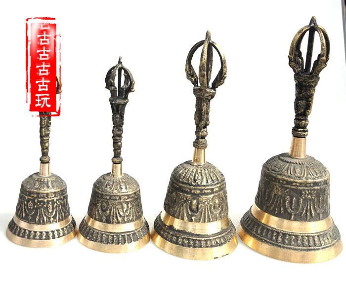 A SET 4PCS Wholesale Buddhist articles Buddhism Taoism Master Practice of Tantric ritual FENG SHUI Vajra buddha vajra bell