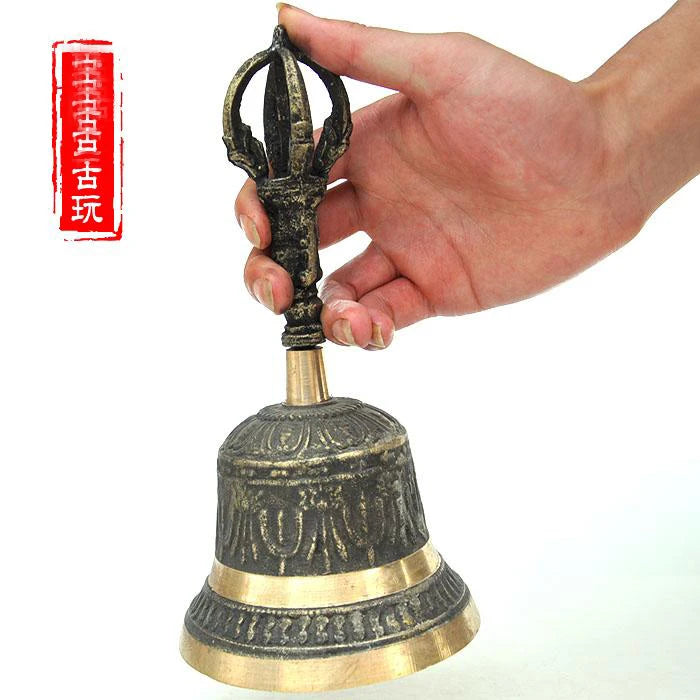 A SET 4PCS Wholesale Buddhist articles Buddhism Taoism Master Practice of Tantric ritual FENG SHUI Vajra buddha vajra bell