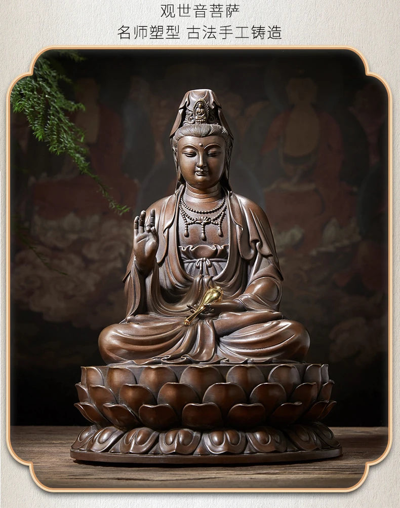 A SET GOOD figure of Buddha HOME temple Shrine Protection Tantra Buddhism Guanyin bodhisattva Buddha JIN TONG YUNV Bronze statue