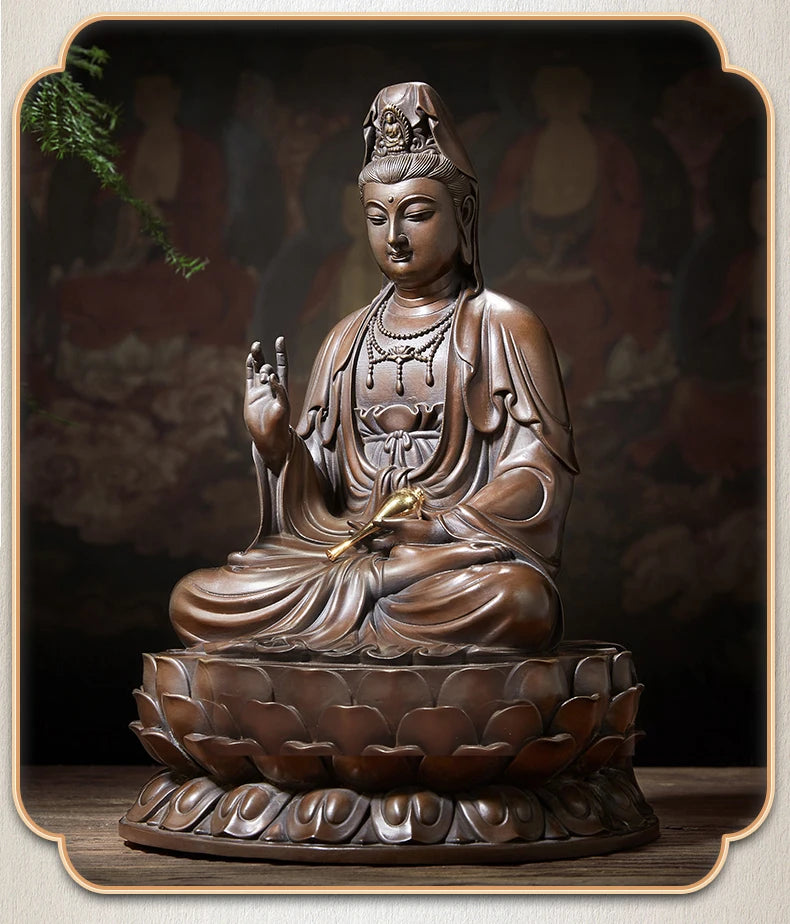 A SET GOOD figure of Buddha HOME temple Shrine Protection Tantra Buddhism Guanyin bodhisattva Buddha JIN TONG YUNV Bronze statue