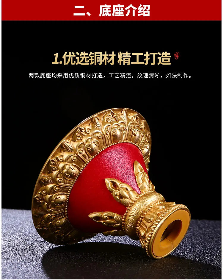 A SET HOME protection high grade Tibet temple Buddhism TOP recite chant scriptures Mantra Turning Scripture prayer wheel + base