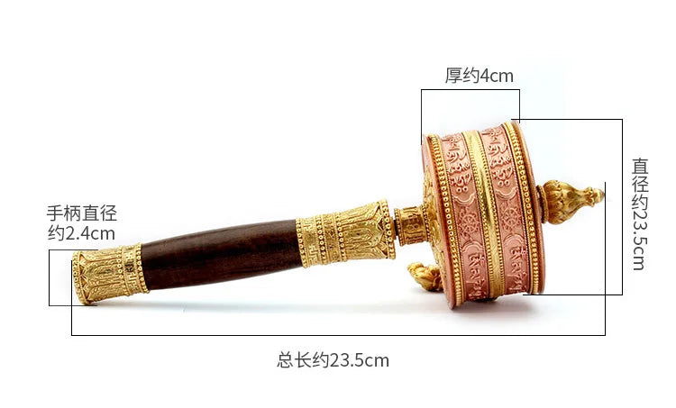 A SET HOME protection high grade Tibet temple Buddhism TOP recite chant scriptures Mantra Turning Scripture prayer wheel + base
