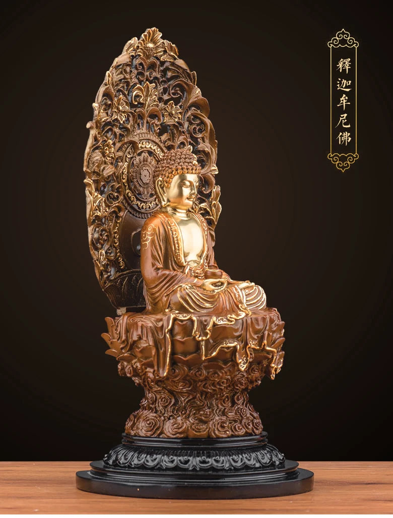 A Set 3P Asia HOME Temple Shrine Protection Tantra Buddhism Amitabha Sakyamuni Buddha Manjusri Samantabhadra PU SA Bronze statue