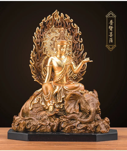 A Set 3P Asia HOME Temple Shrine Protection Tantra Buddhism Amitabha Sakyamuni Buddha Manjusri Samantabhadra PU SA Bronze statue