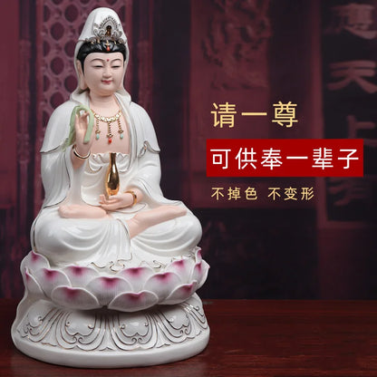 A Set 3PCS Asia high grade GOOD Porcelain Guan yin bodhisattva TONG ZI Buddha Sculpture statue Home efficacious Talisman 40CM L