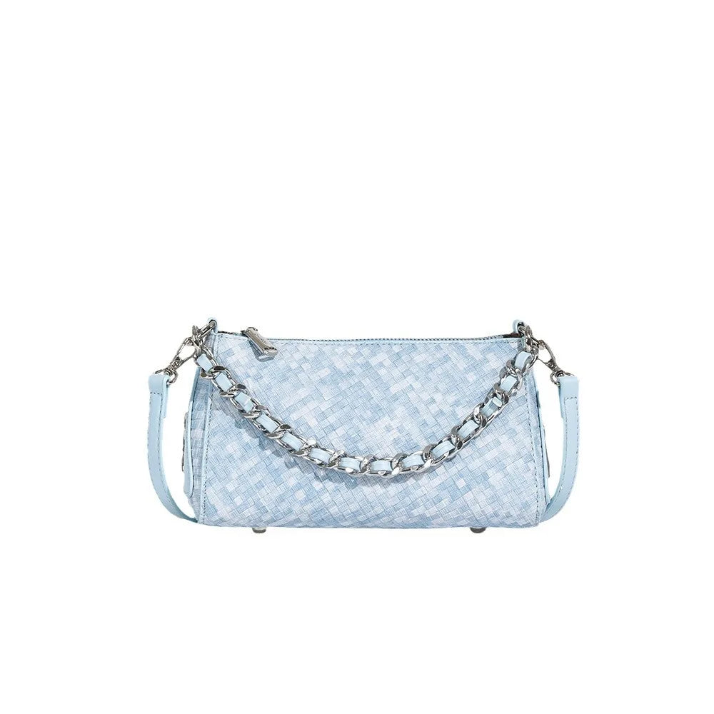 A niche fashion woven chain small square bag with a trendy texture for women's shoulder bags