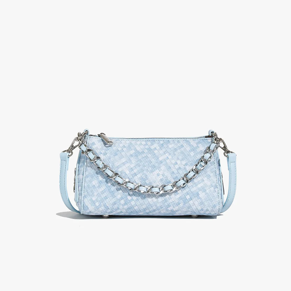 A niche fashion woven chain small square bag with a trendy texture for women's shoulder bags