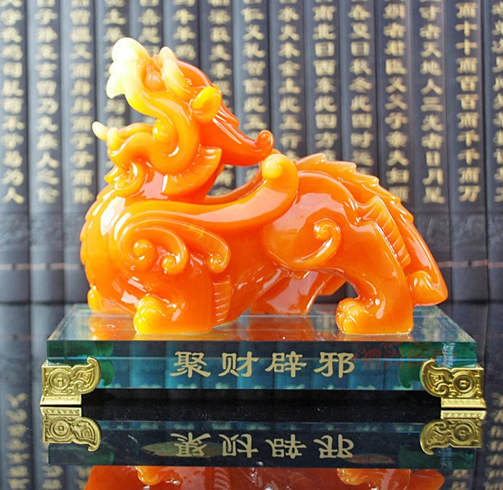 A pair 2PCS Home store Company SHOP talisman Bring wealth money GOOD LUCK Dragon PI XIU jade resin FENG SHUI decor ART Statue