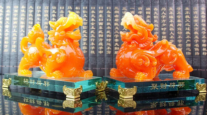 A pair 2PCS Home store Company SHOP talisman Bring wealth money GOOD LUCK Dragon PI XIU jade resin FENG SHUI decor ART Statue