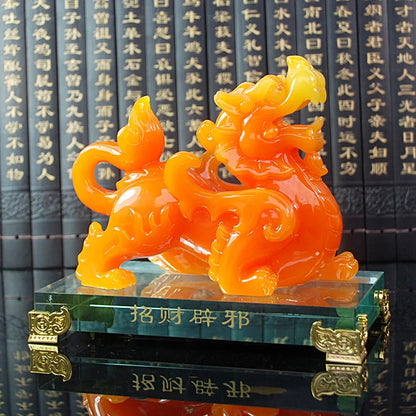 A pair 2PCS Home store Company SHOP talisman Bring wealth money GOOD LUCK Dragon PI XIU jade resin FENG SHUI decor ART Statue