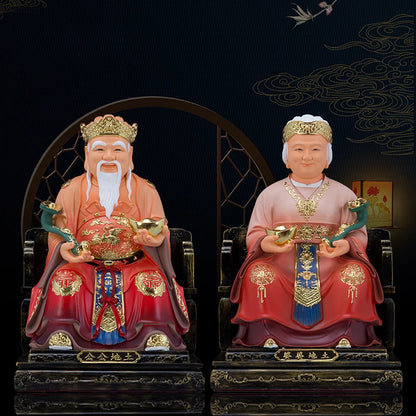 A pair 2pcs Southeast Asia home High grade Buddha statue thriving business Money Good luck CAI SHEN TU DI GONG PO God of wealth