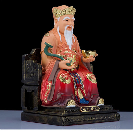 A pair 2pcs Southeast Asia home High grade Buddha statue thriving business Money Good luck CAI SHEN TU DI GONG PO God of wealth