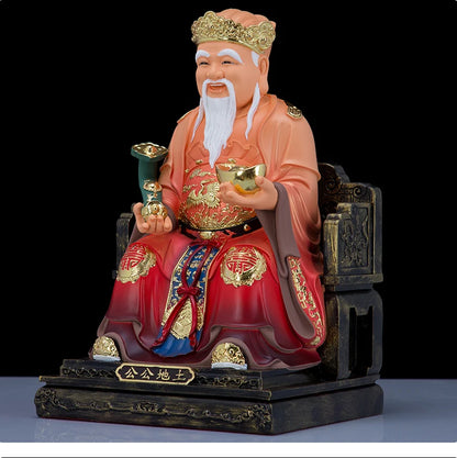 A pair 2pcs Southeast Asia home High grade Buddha statue thriving business Money Good luck CAI SHEN TU DI GONG PO God of wealth