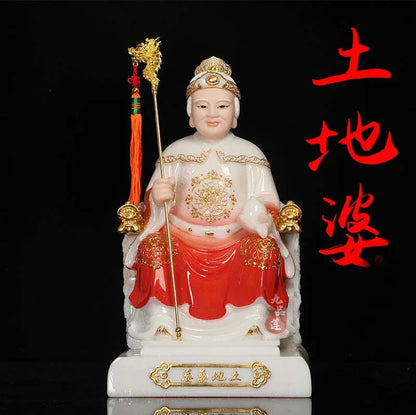 A pair  Aisa high grade jade TU DI GONG PU God of wealth buddha statue bless safety healthy thriving business Money Good luck