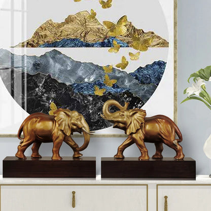 A pair Company home Porch lobby thriving business Solicit wealth money Good luck Elephants brass Sculpture ART Ornament