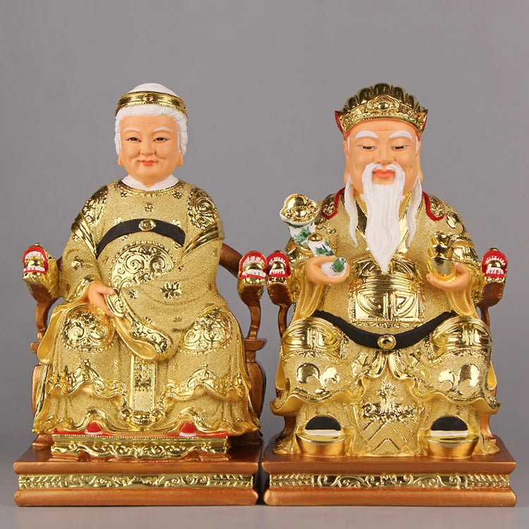 A pair Southeast Asia Company home shop thriving business Money Good luck CAI SHEN YE TU DI GONG PO God of wealth buddha statue