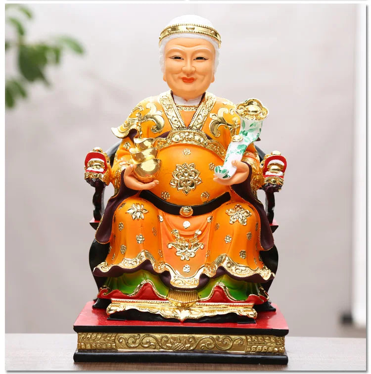 A pair Southeast Asia God of wealth BUDDHA figure HOME shop protection Prosperity LUCK CAI SHEN TU DI GONG PO FENG SHUI statue