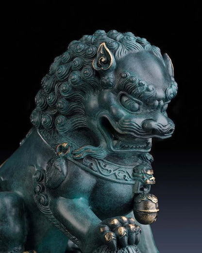 A pair bronze lions kylin # Limited Edition TOP Handmade Sculpture Exorcise evil spirit home company office propitious Ornament