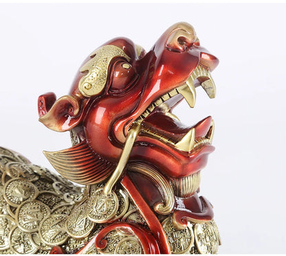 A pair high grade home Company shop bring wealth money thriving business Good luck FENG SHUI Dragon PI XIU Mascot brass statue