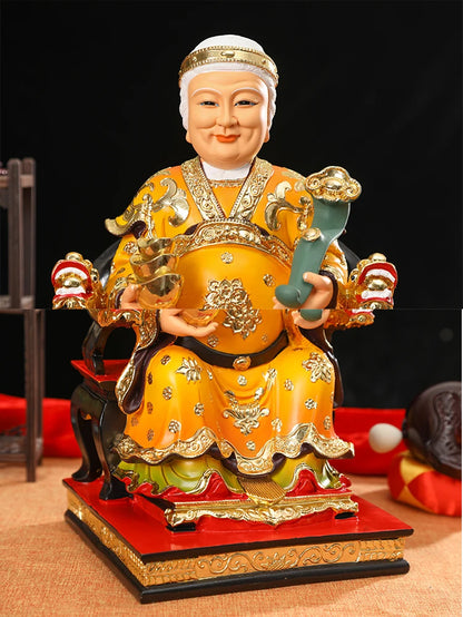 A pair large Asia Company home shop thriving business Money Good luck TU DI GONG PO God of wealth buddha Sculpture statue