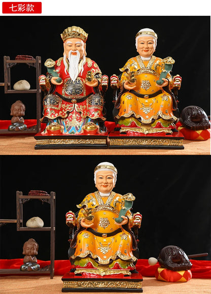 A pair large Asia Company home shop thriving business Money Good luck TU DI GONG PO God of wealth buddha Sculpture statue