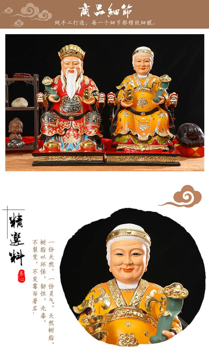 A pair large Asia Company home shop thriving business Money Good luck TU DI GONG PO God of wealth buddha Sculpture statue