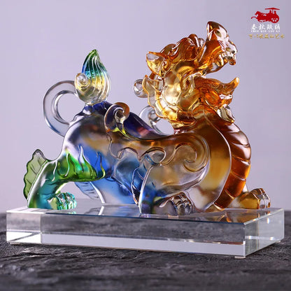 A pair of Coloured glaze brave troops ornaments fabulous wild beast  Shocking house beast housewarming gifts crafts