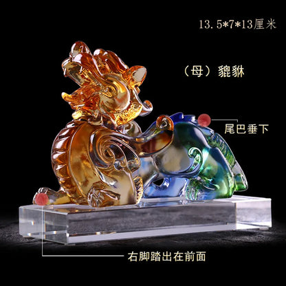 A pair of Coloured glaze brave troops ornaments fabulous wild beast  Shocking house beast housewarming gifts crafts