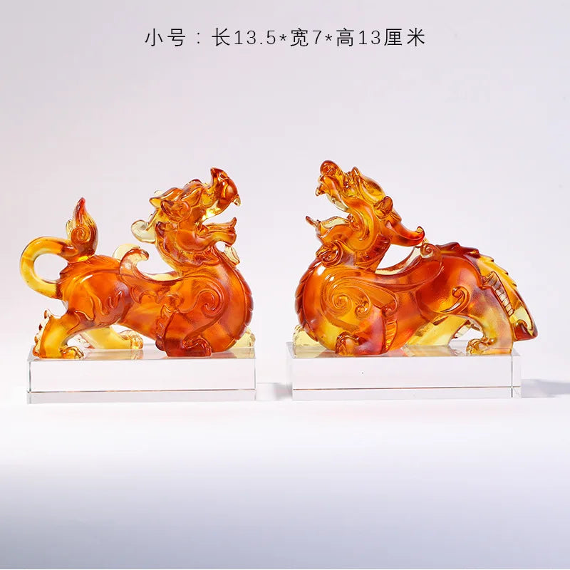 A pair of Coloured glaze brave troops ornaments fabulous wild beast  Shocking house beast housewarming gifts crafts