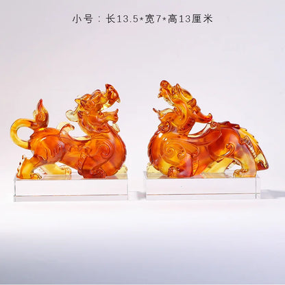 A pair of Coloured glaze brave troops ornaments fabulous wild beast  Shocking house beast housewarming gifts crafts