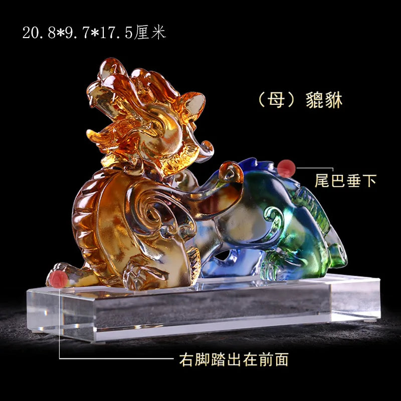 A pair of Coloured glaze brave troops ornaments fabulous wild beast  Shocking house beast housewarming gifts crafts
