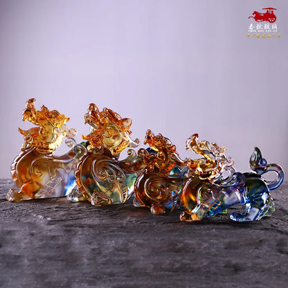 A pair of Coloured glaze brave troops ornaments fabulous wild beast  Shocking house beast housewarming gifts crafts