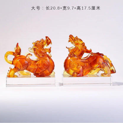 A pair of Coloured glaze brave troops ornaments fabulous wild beast  Shocking house beast housewarming gifts crafts