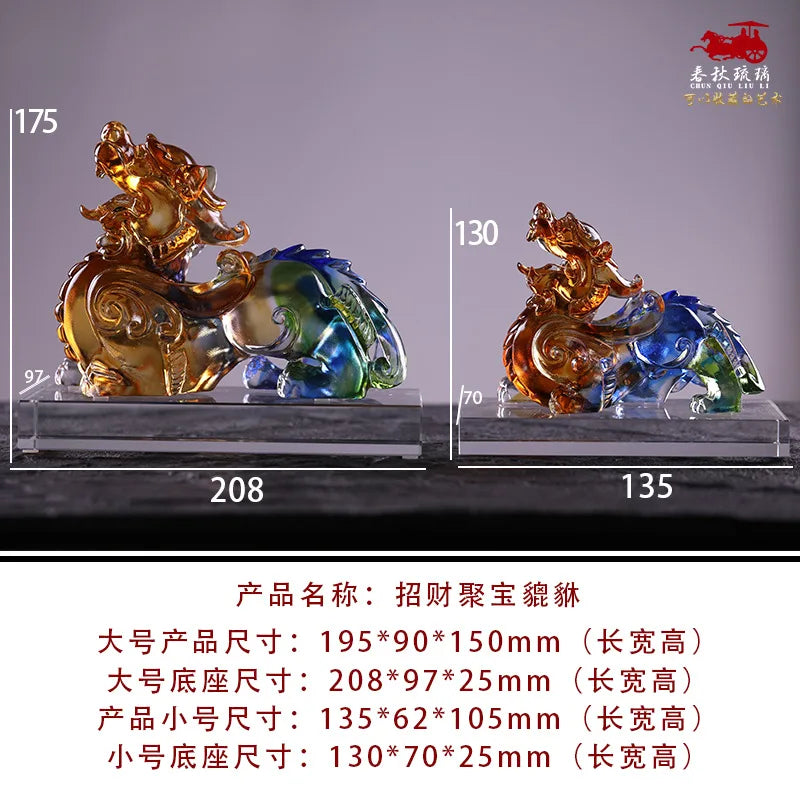 A pair of Coloured glaze brave troops ornaments fabulous wild beast  Shocking house beast housewarming gifts crafts