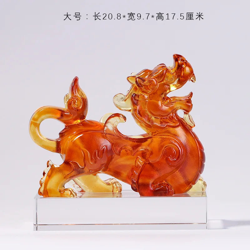 A pair of Coloured glaze brave troops ornaments fabulous wild beast  Shocking house beast housewarming gifts crafts