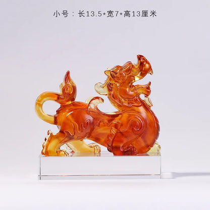 A pair of Coloured glaze brave troops ornaments fabulous wild beast  Shocking house beast housewarming gifts crafts