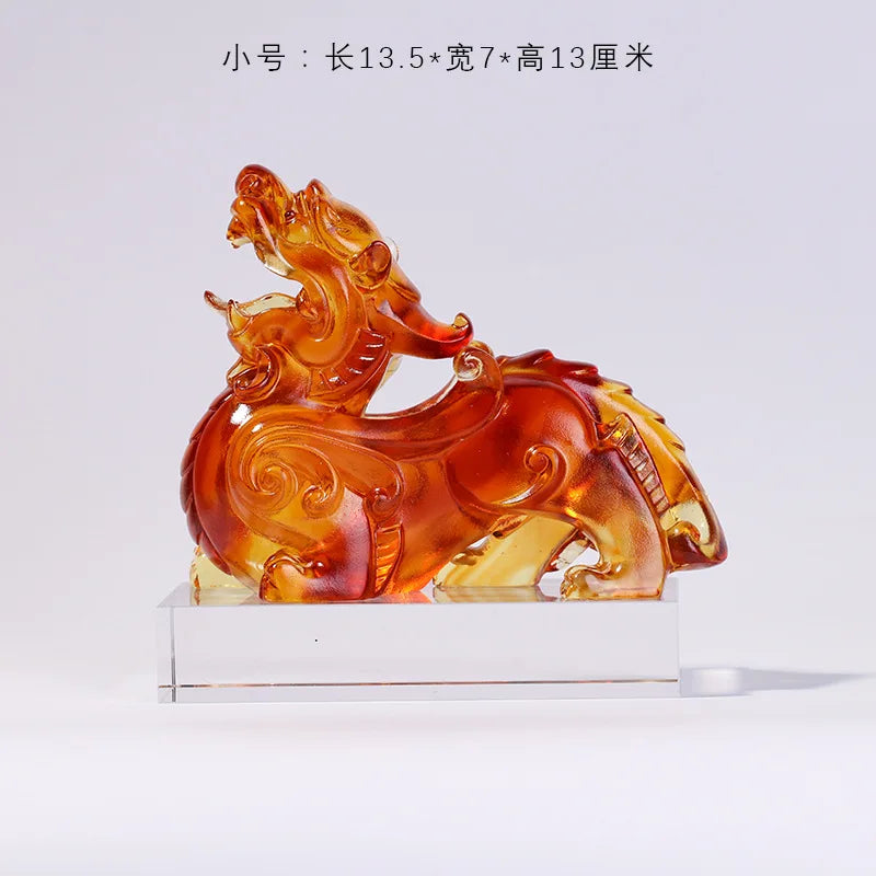 A pair of Coloured glaze brave troops ornaments fabulous wild beast  Shocking house beast housewarming gifts crafts