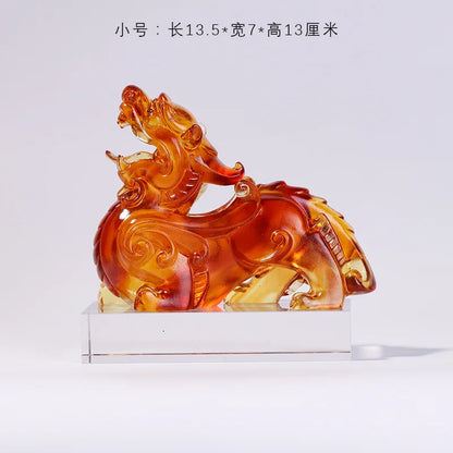 A pair of Coloured glaze brave troops ornaments fabulous wild beast  Shocking house beast housewarming gifts crafts