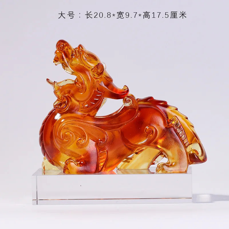 A pair of Coloured glaze brave troops ornaments fabulous wild beast  Shocking house beast housewarming gifts crafts