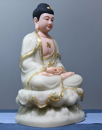 A set 3P High grade gilding jade Sakyamuni GUAN YIN Dizang pusa Three Sages SANSENG Buddha statue HOME family protection worship